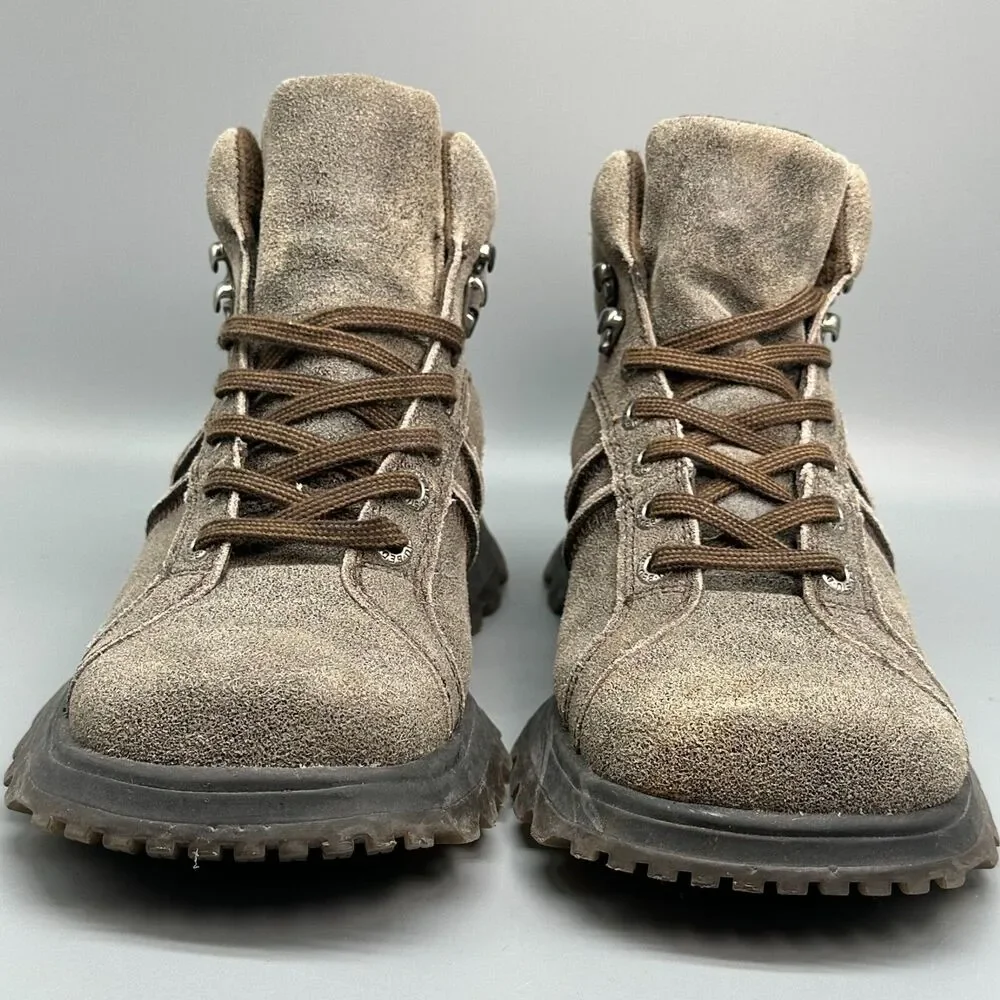 BED STU Mens 8 Brown Suede Leather Hiking Boots Lace-Up Round Toe Ankle Casual